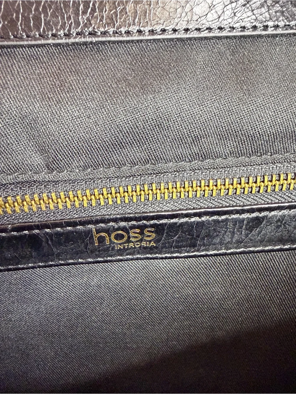Hoss Black Haircalf Leather Envelope Shoulder Bag Vintage Woven Strap Clutch